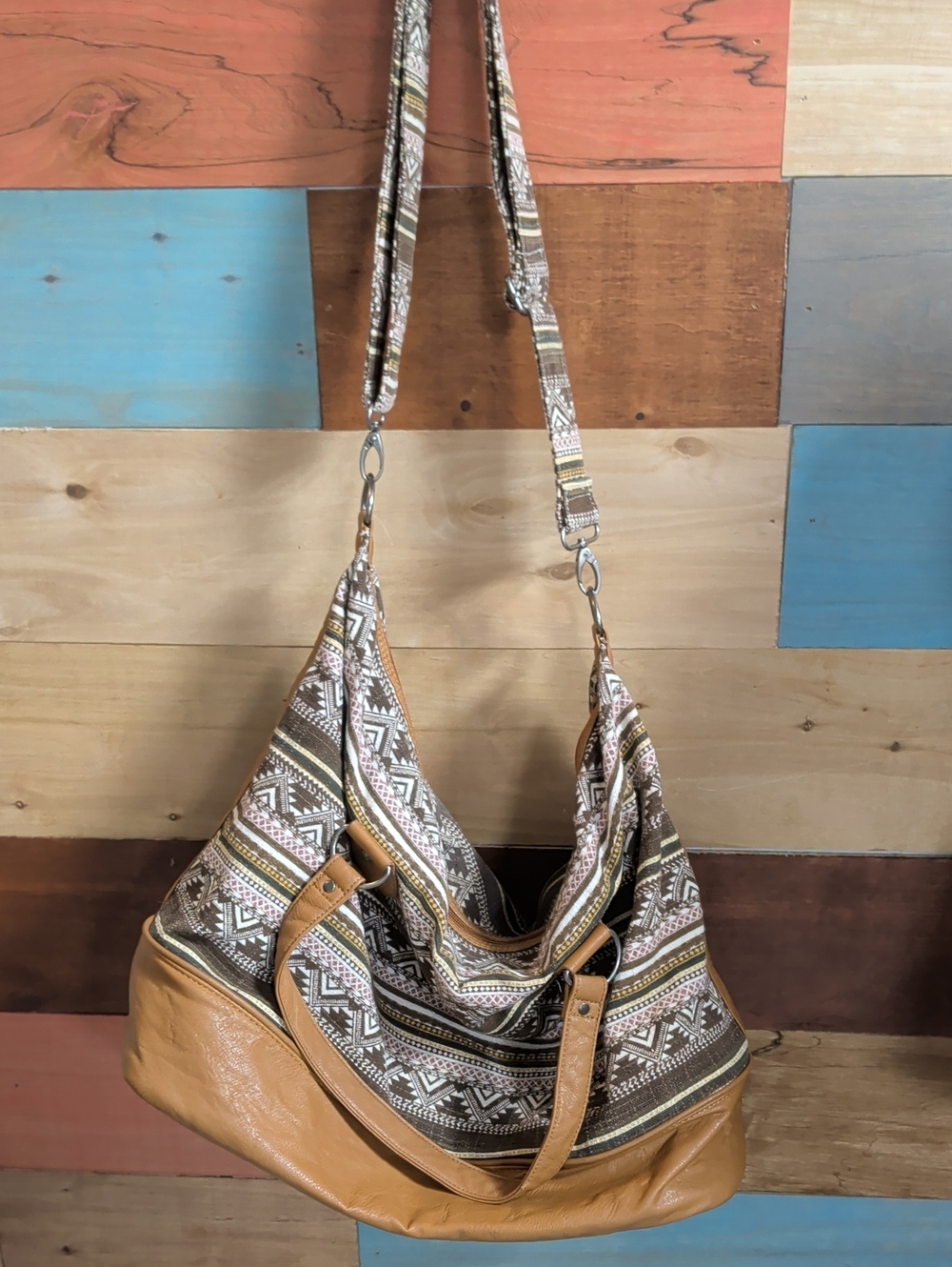 Cato Brown Tan and Cream Patterned Shoulder Bag